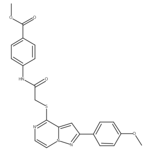 Methyl 4-(2-{[2-(4-methoxyphenyl)pyrazolo[1,5-A]pyrazin-4-YL]sulfanyl}acetamido)benzoate Structure