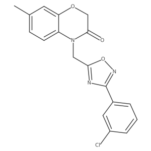 Cc1ccc2c(c1)OCC(=O)N2Cc1nc(-c2cccc(Cl)c2)no1结构式