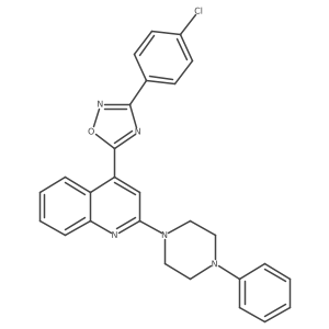 3-(4-Chlorophenyl)-5-(2-(4-phenylpiperazin-1-yl)quinolin-4-yl)-1,2,4-oxadiazole结构式
