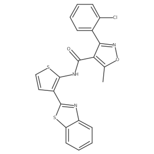 N-(3-(benzo[d]thiazol-2-yl)thiophen-2-yl)-3-(2-chlorophenyl)-5-methylisoxazole-4-carboxamide结构式