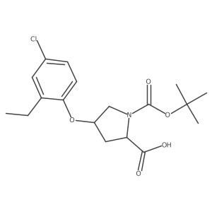 (2S,4S)-1-(tert-Butoxycarbonyl)-4-(4-chloro-2-ethylphenoxy)-2-pyrrolidinecarboxylic acid Structure