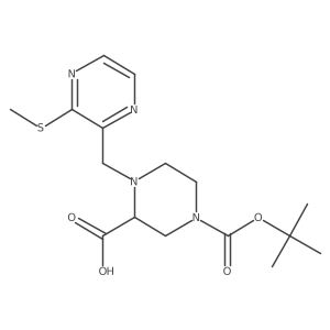 4-(Tert-butoxycarbonyl)-1-((3-(methylthio)pyrazin-2-yl)methyl)piperazine-2-carboxylic acid结构式