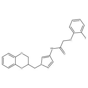 N-(1-((2,3-dihydrobenzo[b][1,4]dioxin-2-yl)methyl)-1H-pyrazol-4-yl)-2-(2-fluorophenoxy)acetamide Structure