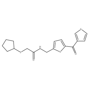 2-(cyclopentylthio)-N-((5-(thiophene-3-carbonyl)thiophen-2-yl)methyl)acetamide结构式