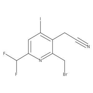 2-(Bromomethyl)-6-(difluoromethyl)-4-iodopyridine-3-acetonitrile Structure