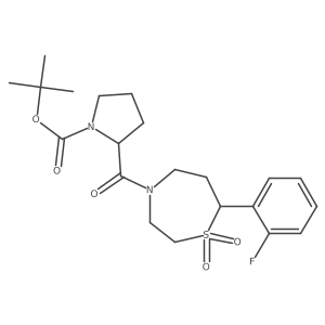 Tert-butyl 2-(7-(2-fluorophenyl)-1,1-dioxido-1,4-thiazepane-4-carbonyl)pyrrolidine-1-carboxylate结构式