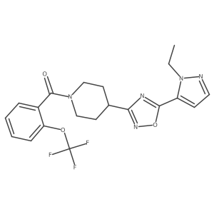 (4-(5-(1-ethyl-1H-pyrazol-5-yl)-1,2,4-oxadiazol-3-yl)piperidin-1-yl)(2-(trifluoromethoxy)phenyl)methanone Structure