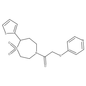 1-(1,1-Dioxido-7-(thiophen-2-yl)-1,4-thiazepan-4-yl)-2-(pyridin-4-ylthio)ethanone结构式