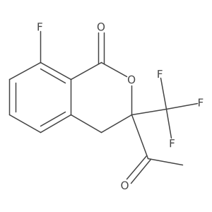3-acetyl-8-fluoro-3-(trifluoromethyl)-3,4-dihydro-1H-2-benzopyran-1-one结构式