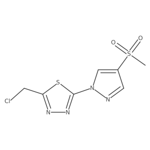 2-(chloromethyl)-5-(4-methanesulfonyl-1H-pyrazol-1-yl)-1,3,4-thiadiazole结构式