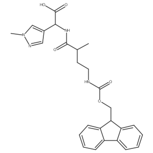 2-[4-({[(9H-fluoren-9-yl)methoxy]carbonyl}amino)-2-methylbutanamido]-2-(1-methyl-1H-pyrazol-4-yl)acetic acid Structure