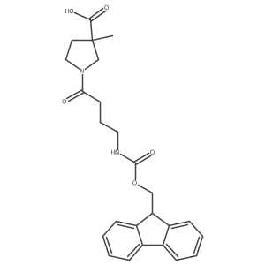 1-[4-({[(9H-fluoren-9-yl)methoxy]carbonyl}amino)butanoyl]-3-methylpyrrolidine-3-carboxylic acid结构式