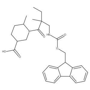 1-{2-[({[(9H-fluoren-9-yl)methoxy]carbonyl}amino)methyl]-2-methylbutanoyl}-6-methylpiperidine-3-carboxylic acid Structure