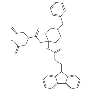 2-{2-[1-benzyl-4-({[(9H-fluoren-9-yl)methoxy]carbonyl}amino)piperidin-4-yl]-N-(prop-2-en-1-yl)acetamido}acetic acid结构式