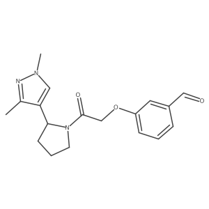 3-[2-[2-(1,3-Dimethylpyrazol-4-yl)pyrrolidin-1-yl]-2-oxoethoxy]benzaldehyde Structure