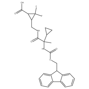 rac-(1R,3S)-3-{[2-cyclopropyl-2-({[(9H-fluoren-9-yl)methoxy]carbonyl}amino)propanamido]methyl}-2,2-difluorocyclopropane-1-carboxylic acid结构式