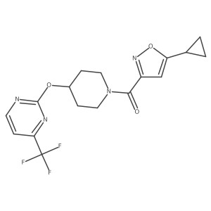 2-{[1-(5-Cyclopropyl-1,2-oxazole-3-carbonyl)piperidin-4-yl]oxy}-4-(trifluoromethyl)pyrimidine结构式