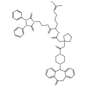(2R)-5-(diaminomethylideneamino)-N-[2-(3,5-dioxo-1,2-diphenyl-1,2,4-triazolidin-4-yl)ethyl]-2-[[2-[1-[2-oxo-2-[4-(6-oxo-5,11-dihydrobenzo[c][1]benzazepin-11-yl)piperazin-1-yl]ethyl]cyclopentyl]acetyl]amino]pentanamide结构式
