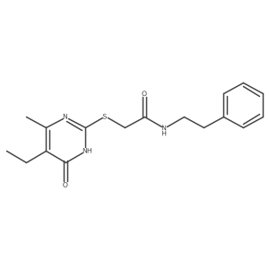 2-((5-ethyl-4-methyl-6-oxo-1,6-dihydropyrimidin-2-yl)thio)-N-phenethylacetamide Structure