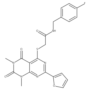 N-(4-fluorobenzyl)-2-((2-(furan-2-yl)-6,8-dimethyl-5,7-dioxo-5,6,7,8-tetrahydropyrimido[4,5-d]pyrimidin-4-yl)thio)acetamide Structure
