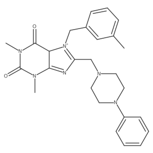 1,3-dimethyl-7-[(3-methylphenyl)methyl]-8-[(4-phenylpiperazin-1-yl)methyl]-5H-purin-7-ium-2,6-dione Structure