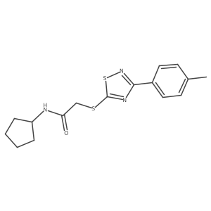 N-cyclopentyl-2-((3-(p-tolyl)-1,2,4-thiadiazol-5-yl)thio)acetamide结构式