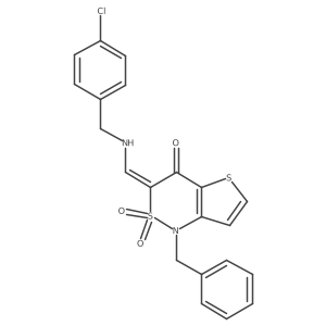 (Z)-1-benzyl-3-(((4-chlorobenzyl)amino)methylene)-1H-thieno[3,2-c][1,2]thiazin-4(3H)-one 2,2-dioxide结构式