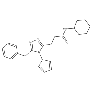 2-{[5-benzyl-4-(1H-pyrrol-1-yl)-4H-1,2,4-triazol-3-yl]sulfanyl}-N-cyclohexylacetamide Structure