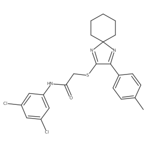 N-(3,5-dichlorophenyl)-2-{[3-(4-methylphenyl)-1,4-diazaspiro[4.5]deca-1,3-dien-2-yl]sulfanyl}acetamide结构式