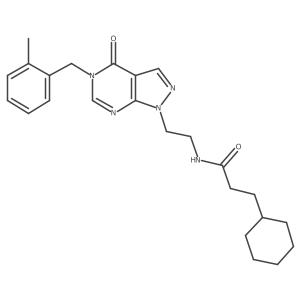 3-cyclohexyl-N-(2-(5-(2-methylbenzyl)-4-oxo-4,5-dihydro-1H-pyrazolo[3,4-d]pyrimidin-1-yl)ethyl)propanamide Structure