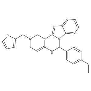2-(furan-2-ylmethyl)-6-[4-(methylsulfanyl)phenyl]-2,3,4,6-tetrahydro-1H-[1,3,5]triazino[1',2':3,4][1,3,5]triazino[1,2-a]benzimidazole Structure
