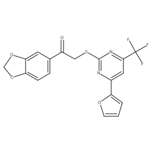 1-(1,3-Benzodioxol-5-yl)-2-{[4-(furan-2-yl)-6-(trifluoromethyl)pyrimidin-2-yl]sulfanyl}ethanone结构式