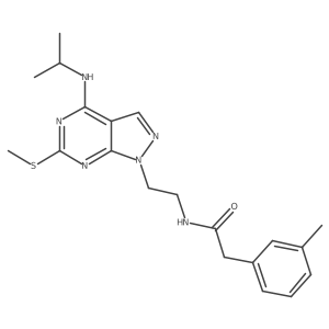 N-(2-(4-(isopropylamino)-6-(methylthio)-1H-pyrazolo[3,4-d]pyrimidin-1-yl)ethyl)-2-(m-tolyl)acetamide结构式