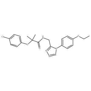 2-(4-chlorophenoxy)-N-((1-(4-ethoxyphenyl)-1H-tetrazol-5-yl)methyl)-2-methylpropanamide Structure