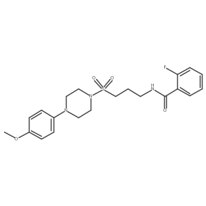 2-fluoro-N-(3-((4-(4-methoxyphenyl)piperazin-1-yl)sulfonyl)propyl)benzamide结构式