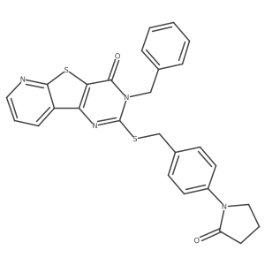 5-Benzyl-4-({[4-(2-oxopyrrolidin-1-yl)phenyl]methyl}sulfanyl)-8-thia-3,5,10-triazatricyclo[7.4.0.0^{2,7}]trideca-1(9),2(7),3,10,12-pentaen-6-one Structure