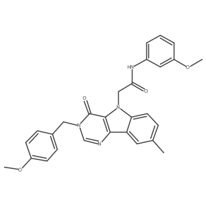 2-(3-(4-methoxybenzyl)-8-methyl-4-oxo-3H-pyrimido[5,4-b]indol-5(4H)-yl)-N-(3-methoxyphenyl)acetamide结构式
