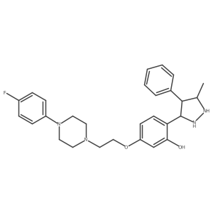 5-[2-[4-(4-Fluorophenyl)piperazin-1-yl]ethoxy]-2-(5-methyl-4-phenylpyrazolidin-3-yl)phenol结构式
