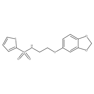 O=S(=O)(NCCOc1ccc2c(c1)OCO2)c1cccs1结构式