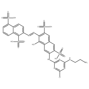 2-[2-[7-[[4-[(2-Aminoethyl)amino]-6-chloro-1,3,5-triazin-2-yl]amino]-1-hydroxy-3,6-disulfo-2-naphthalenyl]diazenyl]-1,5-naphthalenedisulfonic acid Structure