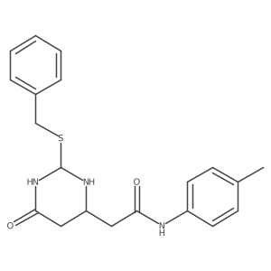 2-(2-benzylsulfanyl-6-oxo-1,3-diazinan-4-yl)-N-(4-methylphenyl)acetamide结构式