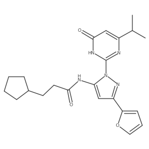 3-cyclopentyl-N-(3-(furan-2-yl)-1-(4-isopropyl-6-oxo-1,6-dihydropyrimidin-2-yl)-1H-pyrazol-5-yl)propanamide Structure