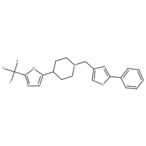 1-[(2-Phenyl-1,3-thiazol-4-yl)methyl]-4-[5-(trifluoromethyl)-1,3,4-oxadiazol-2-yl]piperidine结构式
