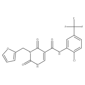N-(2-chloro-5-(trifluoromethyl)phenyl)-3-(furan-2-ylmethyl)-2,4-dioxo-1,2,3,4-tetrahydropyrimidine-5-carboxamide Structure