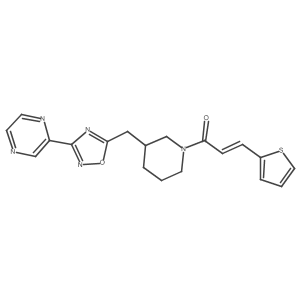 (Z)-1-(3-((3-(pyrazin-2-yl)-1,2,4-oxadiazol-5-yl)methyl)piperidin-1-yl)-3-(thiophen-2-yl)prop-2-en-1-one Structure