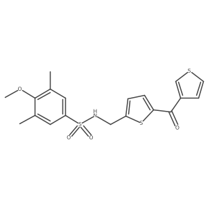 4-methoxy-3,5-dimethyl-N-((5-(thiophene-3-carbonyl)thiophen-2-yl)methyl)benzenesulfonamide结构式