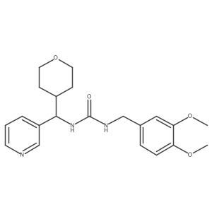 1-(3,4-dimethoxybenzyl)-3-(pyridin-3-yl(tetrahydro-2H-pyran-4-yl)methyl)urea结构式