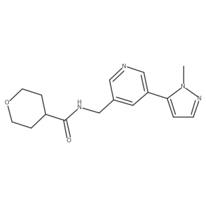 N-((5-(1-methyl-1H-pyrazol-5-yl)pyridin-3-yl)methyl)tetrahydro-2H-pyran-4-carboxamide Structure