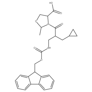 3-[2-(cyclopropylmethyl)-3-({[(9H-fluoren-9-yl)methoxy]carbonyl}amino)propanoyl]-2-methyl-1,3-thiazolidine-4-carboxylic acid结构式