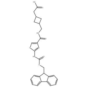 2-[3-({[2-({[(9H-fluoren-9-yl)methoxy]carbonyl}amino)-1,3-thiazol-4-yl]formamido}methyl)cyclobutyl]acetic acid结构式